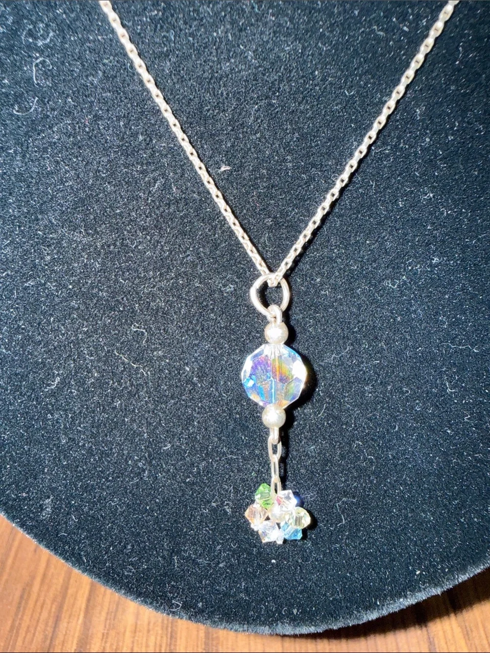 😍Dyadema 925 Italian Delicate Crystal Drop Necklace & Earring Set - Iridescent